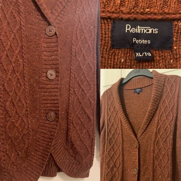 Reitmans burnt orange-brown cardigan - Picture 4 of 6